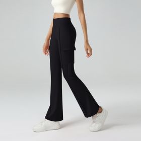 Winter Workwear Pockets Flared Pants (Option: Black-XXL)