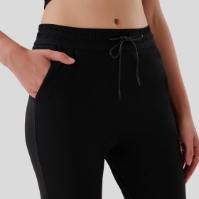 Pull Rope Pocket Flared Pants (Option: Black-XXL)