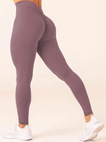 High Waist Yoga Pants For Women, Seamless, Scrunch Butt, Elastic, Ultra-Soft Comfort Fit, Solid Color Sports Leggings (Color: Brown, size: XL)