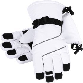Only Supports Self Pickup  Men's Ski Gloves Waterproof Insulated Snow Gloves With Touch Screen (Option: White X Large)